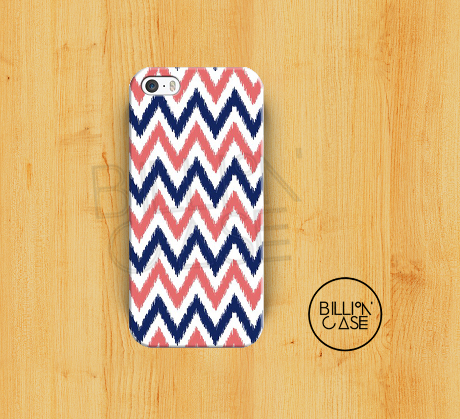 Iphone 5 / 5s Case - Red Blue Two Tone Drawing Chevron Iphone 5 / 5s Cover